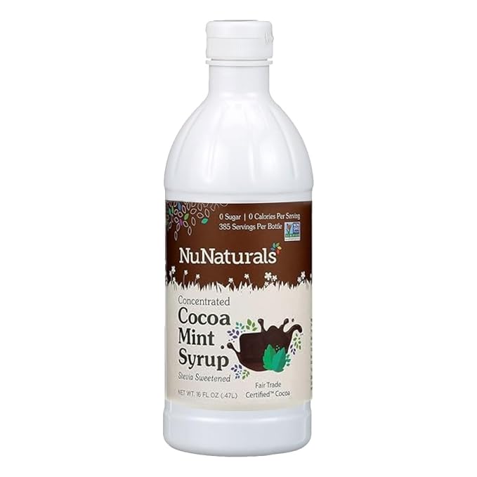NuNaturals Stevia Syrup, Sugar-Free Sweetener, Plant-Based Sugar Substitute, Zero Calorie, Cocoa Mint Syrup, 16 oz by NuNaturals