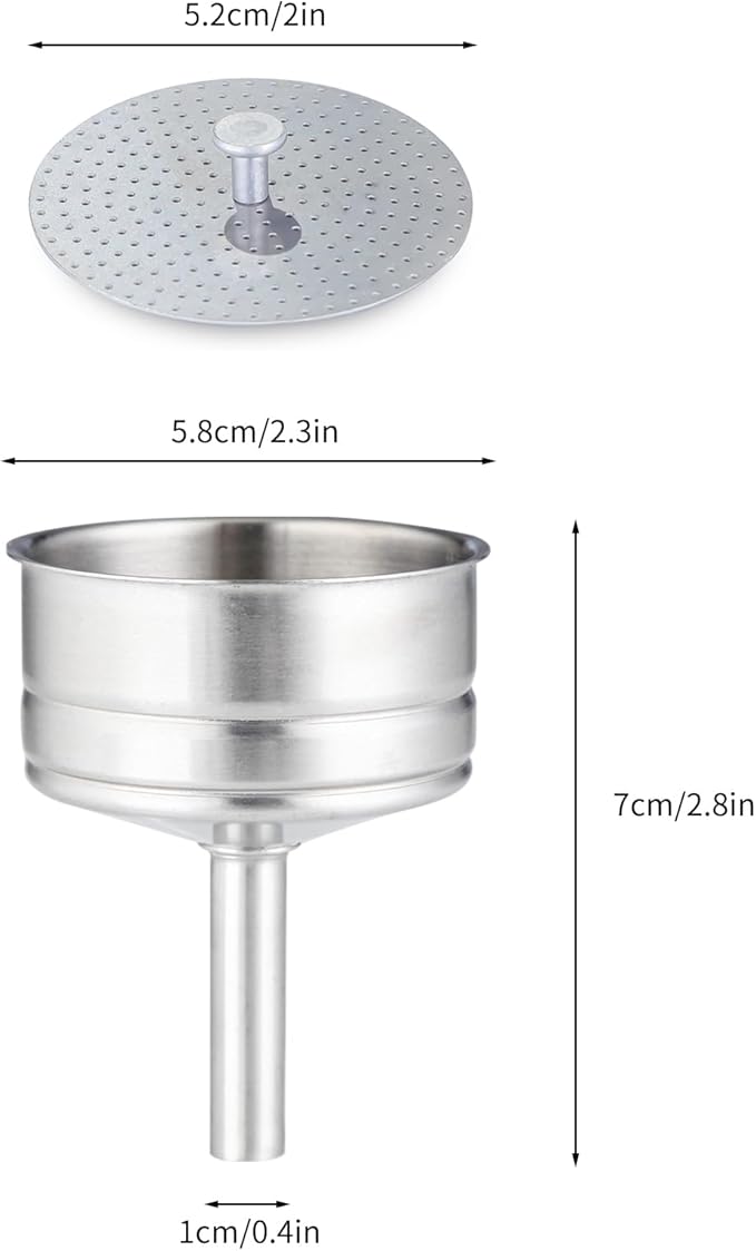 Easyworkz Stainless Steel Coffee Funnel Filter with Reducer, Espresso Maker Replacement,4 cup size