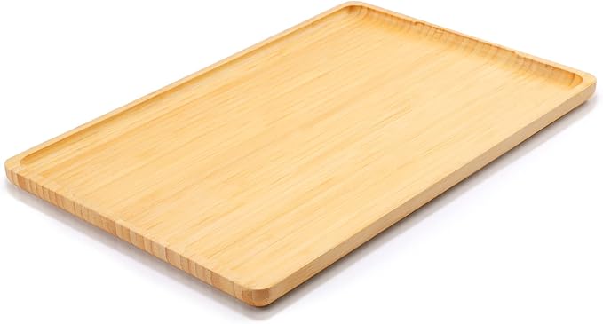 Bamboo Tray with Handles - Lightweight Serving Tray for Breakfast in Bed, Coffee Table, BBQ, Kitchen, Ottoman & Party - Perfect for Lap, Couch & Gifting - Large Size Wood Tea Tray - 15”x10”