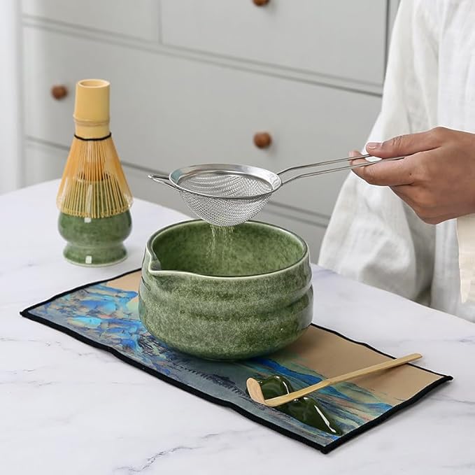 7pcs matcha whisk set - Matcha Bowl with Spout, 1 Matcha Whisk ，green matcha kit