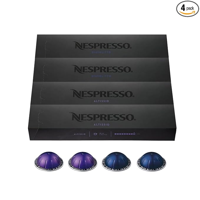 Nespresso Capsules Vertuo, Espresso Bold Variety Pack, Medium and Dark Roast Espresso Coffee, 40-Count Espresso Pods, Brews 1.35oz.