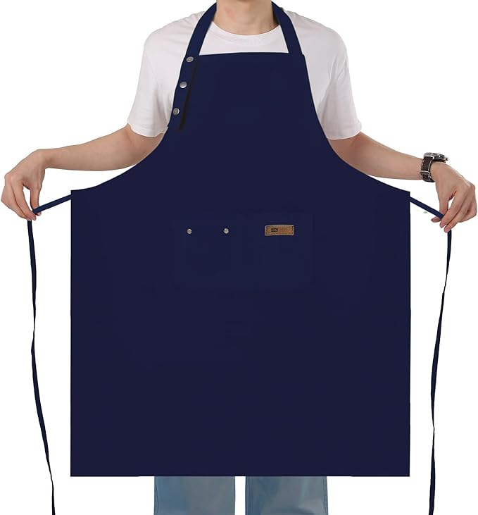 Yuubin Extra Large Aprons for Men Adjustable Button Apron with Pockets Chef Cooking Kitchen Aprons Women,Water&Oil Resistant by Unknown