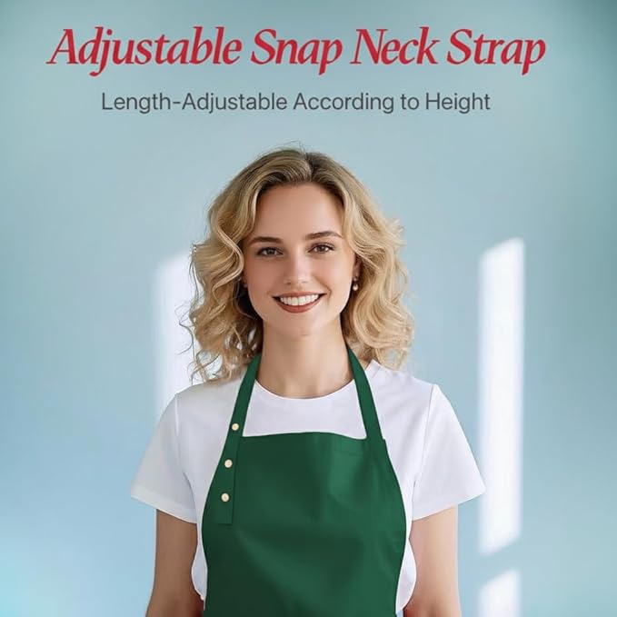 Kitchen Cooking Apron for Women Men Water-Resistant Artist Barista Baking Craft Catering Work Bib with Large Pockets