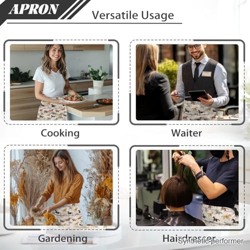Server Apron with 3 Pockets 13 Inch Short Half Waist Aprons Waterproof Cooking Aprons for Women Men - Image 5