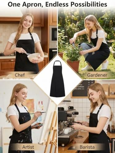 Molaxhome Split Pottery Apron with 3 Pockets Unisex with Adjustable Strap | Cotton Blend,Kitchen Apron,for Ceramics,Gardening,Kitchen Cooking - Image 4