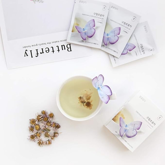 KKOKDAM Korean Tea Gift Set – 6 Flavor Butterfly Tea Bag Sampler – Elegant Box for Tea Lovers - Unique Gift