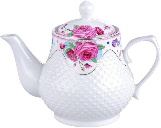 123Arts Teapot, Flower Teapot, Ceramic Tea Pot, Tea Pot for Home Office,33oz,1000ml