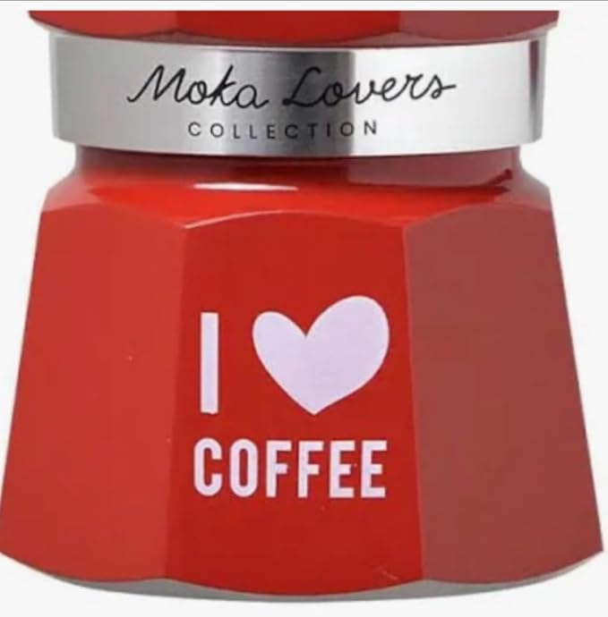 BIALETTI Moka Express 3-Cup RED "I love coffee" (limited edition)