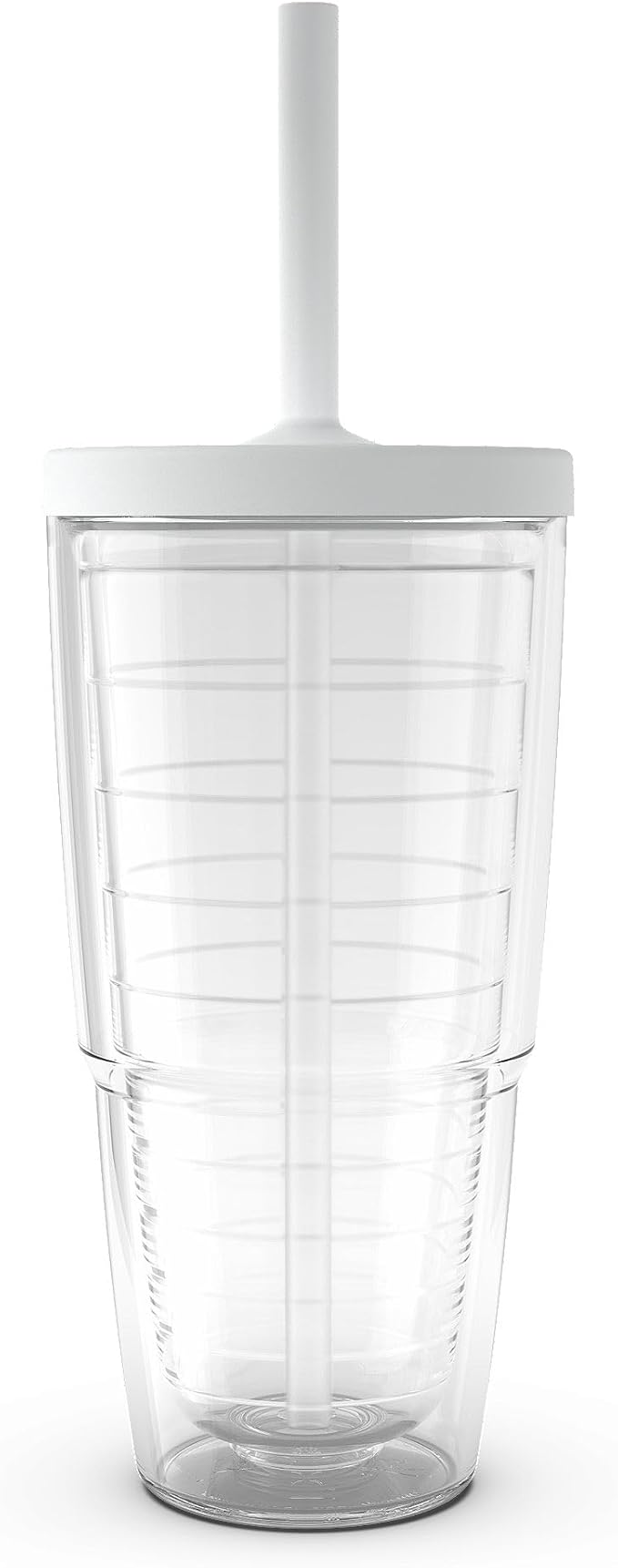 Tervis Clear & Colorful Made in USA Double Walled Insulated Tumbler Travel Cup Keeps Drinks Cold & Hot, 24oz, Gray Straw Lid
