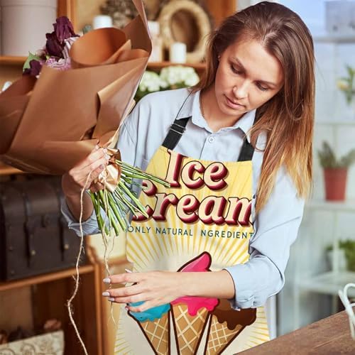 Vintage Ice Cream Apron Adjustable Neck Bib Apron for Men Women,Suitable for Kitchen Cooking Waitress Chef Apron - Image 6