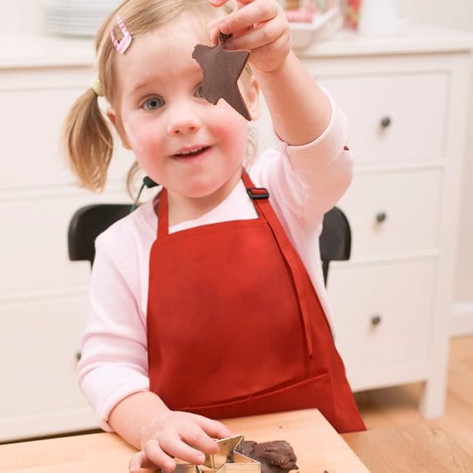 SINLAND Kids Aprons with Large Pocket 2 Pack | Adjustable Cooking Chef Aprons,Stain Resistant Toddler Apron for Baking Painting Gardening Boys Girls - Image 7