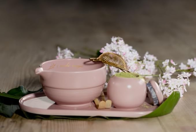 Blush Pink Matcha Set – 7-Piece Ceremonial Matcha Tea Kit with Bowl, Bamboo Whisk & Accessories – Complete Matcha Set for Beginners & Gifts