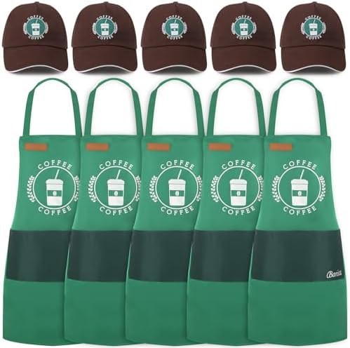 Zoooyawn Barista Halloween Costume for Adult Coffee Costume Apron and Hat for Halloween Kitchen Cooking by Zoooyawn