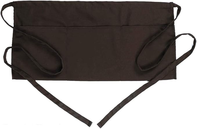 BOHARERS Waist Apron with 3 Pockets - Brown Waitress Waiter Server Short Apron（brown）