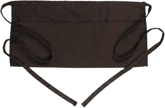 BOHARERS Waist Apron with 3 Pockets - Brown Waitress Waiter Server Short Apron（brown）