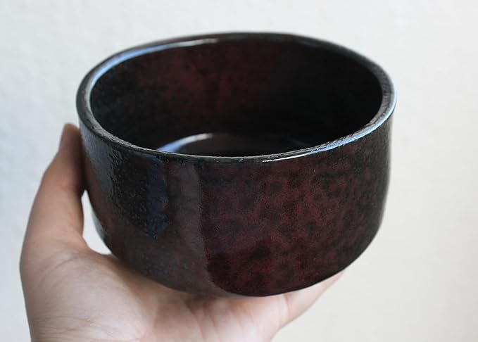 Japanese Traditional Handcrafted Matcha Chawan Tea Bowl Cup Ceremony Tableware Pottery (Kurosuna Benikeshou)