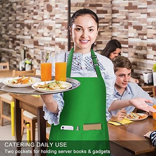 Jubatus 2 Pack Bib Aprons with 2 Pockets Cooking Chef Kitchen Apron for Women Men, Green - Image 5