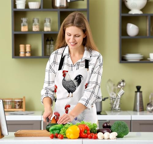Roosters Apron Adjustable Neck Bib Apron for Men Women,Suitable for Kitchen Cooking Waitress Chef Apron - Image 5