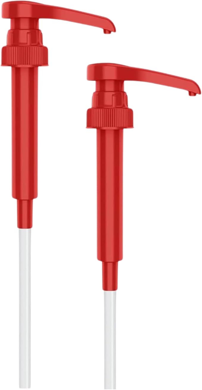 Syrup Pump Compatible with Torani, Davinci and Skinny (Set of 2) - fits Bottles (25.4 oz-750ml) (Red) by PERMINKS