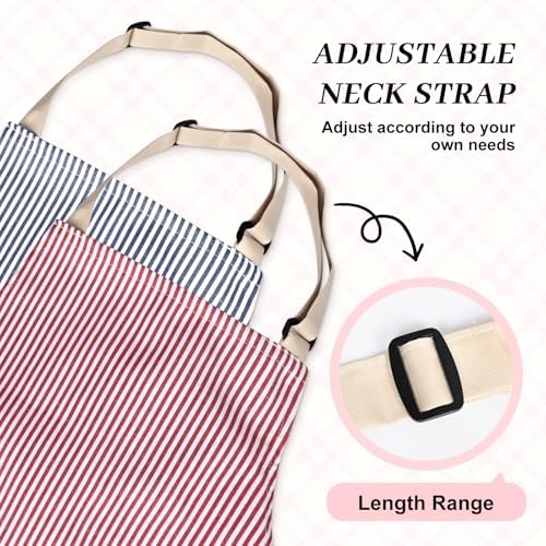 2Pack Adjustable Kitchen Apron for Women Men with 2 Pockets，Cotton-Polyester Blend Bib Aprons for Cooking,Baking - Image 5