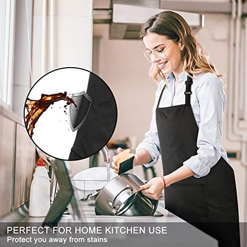 Jubatus 12 Pack Bib Aprons with 2 Pockets Cooking Chef Kitchen Apron for Women Men, Black - Image 3