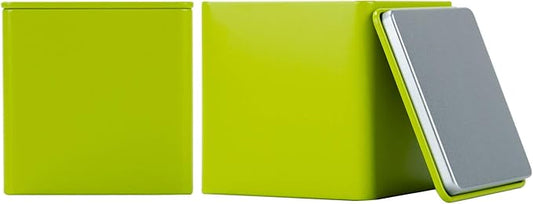 Colorful Square Tin Can Empty Cube Steel Box Storage Container for Treats, Gifts, Favors, Loose Tea, Coffee and Crafts, Mini Portable Small Storage Kit (Green, 2-Small)