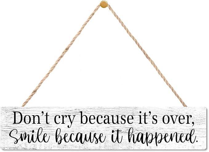 AGMDESIGN Don't Cry Because It Is Over Smile Because It Happened Wood Sign with Uplifting Quote, Inspirational Wall Decor for Graduation Retirement Gifts, Dorm Bedroom Home Office Wood Hanging Plaque by Unknown