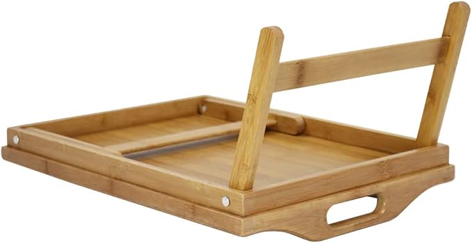 KKTONER Bamboo Bed Table Tray Breakfast Tray with Folding Legs Bed Tray for Eating and Laptop Serving Trays for Bedroom Snack Tray Bed Table Drawing Table (40)