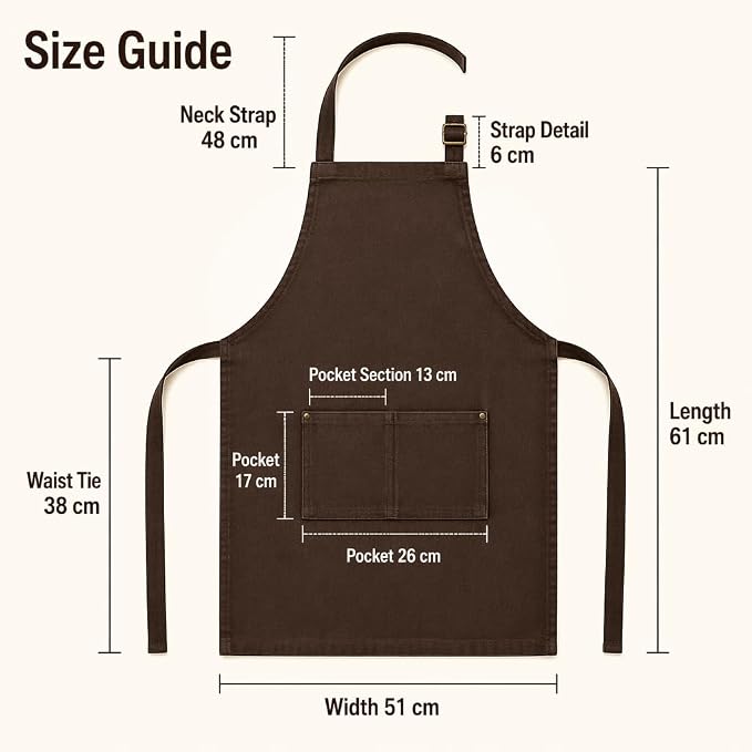 Chef Apron,Cotton Polyester Kitchen Apron with 2Pockets,Adjustable Stain Resistant for Cooking BBQ(1Pcs) - Image 3