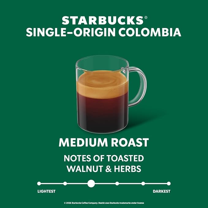 Starbucks by Nespresso Vertuo, Single-Origin Colombia, 30-count Coffee Pods Medium Roast, Brews 7.8 oz