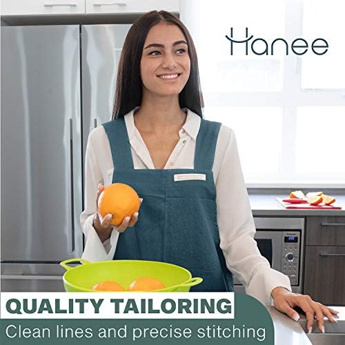 HANEE Cotton Aprons for Women and Men | Cross-Back Apron with Pockets - Image 3
