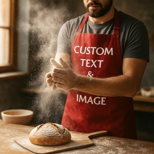Custom Apron Women Men with Pockets Personalized Name Logo Cooking Aprons | Customizable Full Length Cotton Twill, Add Any Text Photo or Business Logo, Two Deep Pockets, 14 Colorways - Image 3
