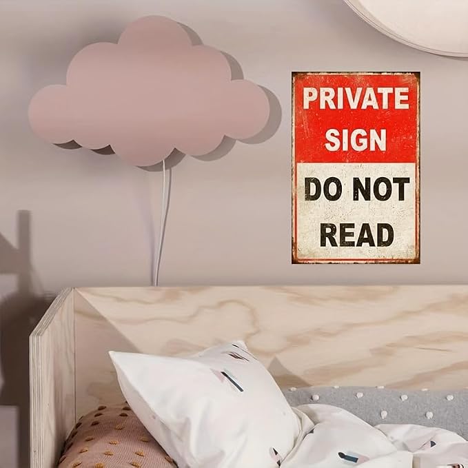 Private Sign Do Not Read Funny Tin Metal Sign 12x8 Inch - Retro Vintage Wall Art Decor for Home or Garage - Image 2