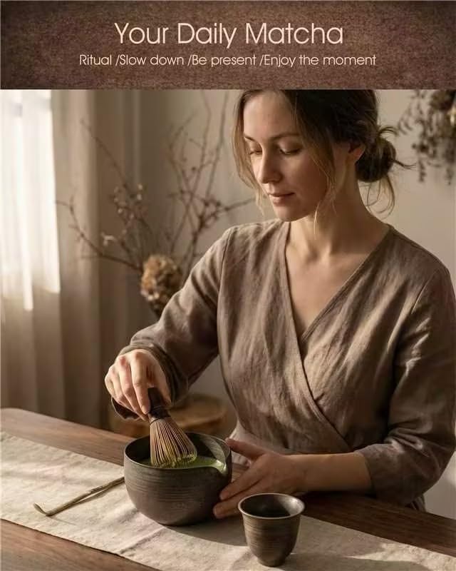 Matcha Whisk, 100-Prong Purple Bamboo Matcha Whisk (Chasen), Handcrafted Japanese Tea Whisk, Easy for Beginners
