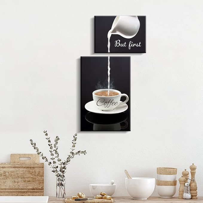 Pinetree Art Coffee Bar Wall Decor - But First Coffee Sign - Kitchen Canvas Wall Art for Modern Home Dining Room - Image 6
