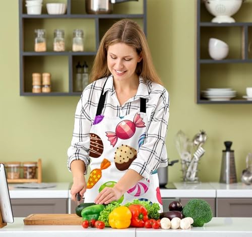 Sweet Candies Kitchen Apron for Women Men, Unisex Adjustable Cooking Apron, Waterproof Apron for Home Kitchen, Restaurant, Coffee House - Image 5