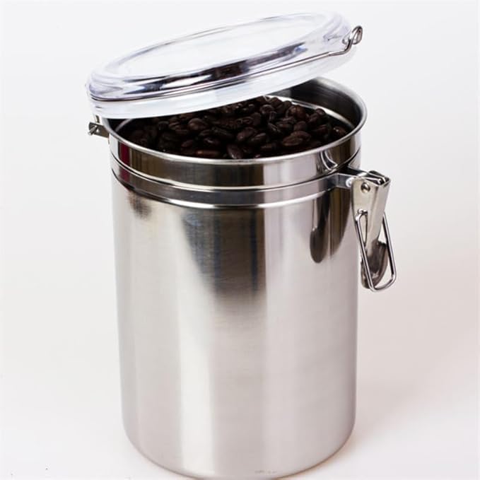 STOBAZA Stainless Steel Airtight Food Storage Canister 62 Oz Metal Container with Clear Pop Lid for Coffee Beans Tea Sugar Kitchen Organization