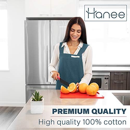 HANEE Cotton Aprons for Women and Men | Cross-Back Apron with Pockets - Image 2