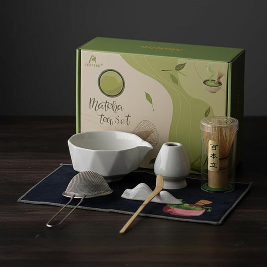 Ceremonial Matcha Kit – Japanese Matcha Whisk Set with Bowl, Bamboo Chasen, Scoop & Sifter – Traditional Matcha Making Set for Beginners