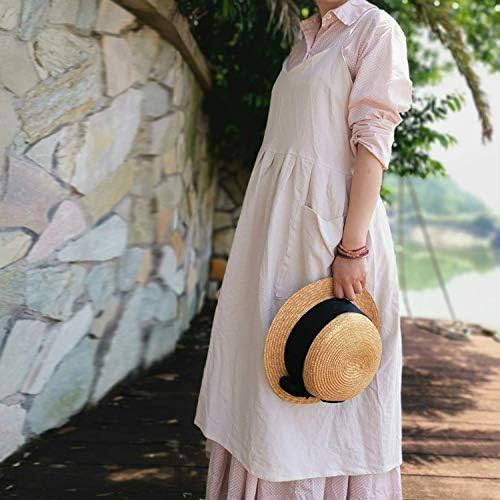 Uaussi Cotton Linen Apron Cross Back Work Apron for Women with Pockets Pinafore Dress X Cross Halter Apron for Chef Gardening - Image 6