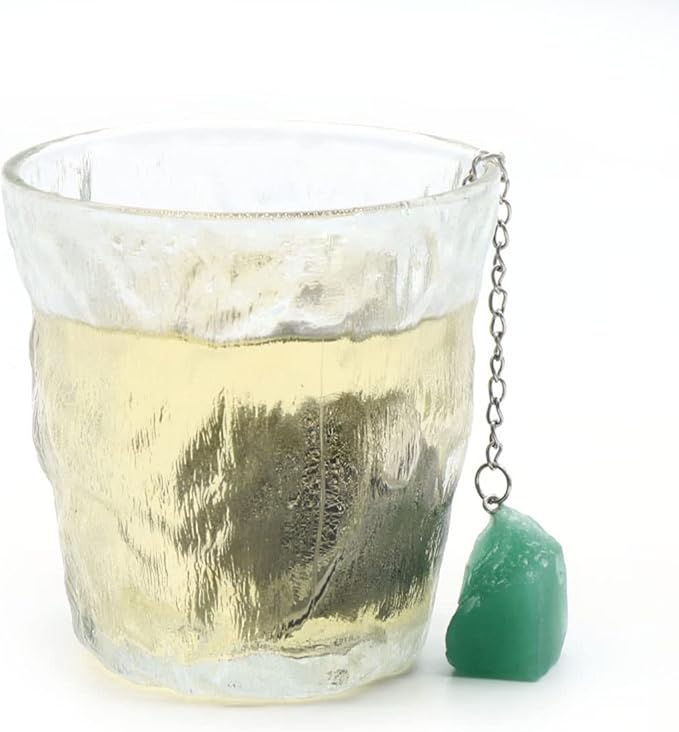 5 Pcs Tea Filter Stainless Steel with Crystal Energy Stone Tea Strainers with Fine Mesh Extend Chain Hook Tea Ball Infuser for Loose Tea Leaves Spices Seasonings