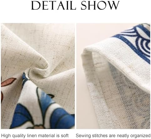 patdrea Blue Floral Linen Apron with Pocket,French Kitchen Garden Chef BBQ Aprons for Women and Men,Crisscross Back Straps - Image 6