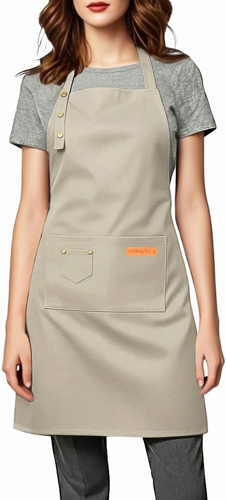 Kitchen Cooking Apron for Women Men Water-Resistant Artist Barista Baking Craft Catering Work Bib with Large Pockets