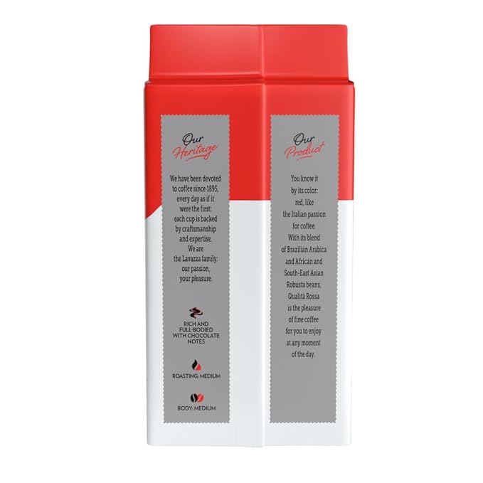 Lavazza Qualit?? Rossa Ground Coffee, Medium Roast, Arabica and Robusta Blend, 8.8 oz Brick