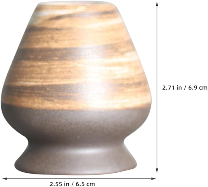 Cabilock 1piece Ceramic Matcha Whisk Stand for Japanese Tea Matcha Tea Whisk Holder Bamboo Design