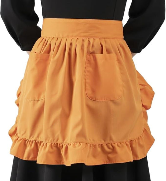 Waist Apron with Pockets Retro Kitchen Cleaning Ruffles Half Apron by LilMents