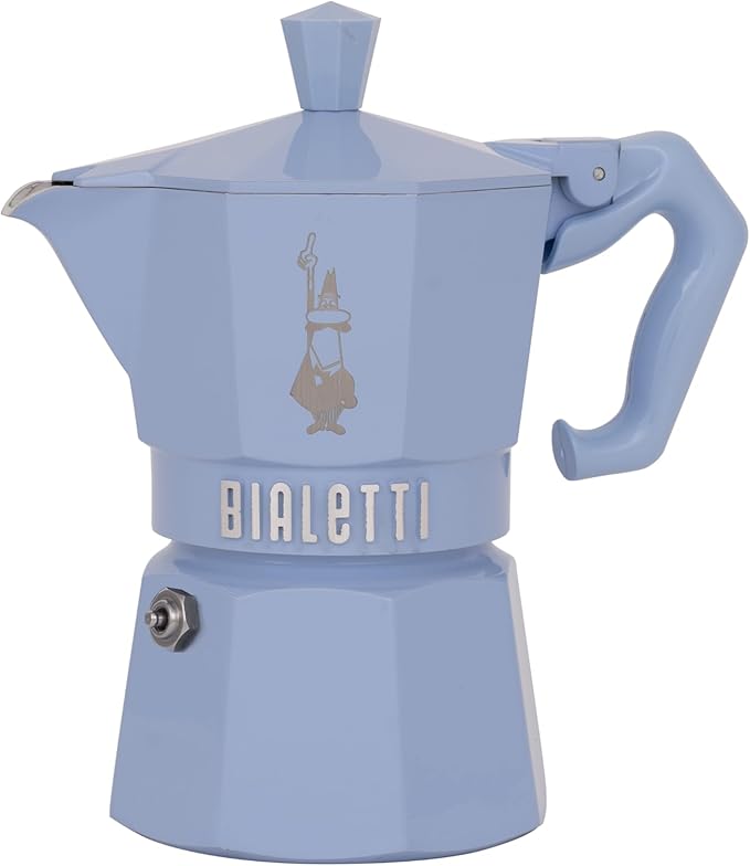 Bialetti Mocha Exclusive Sky Blue 3 Cup Open Fire (Coffee Maker, Espresso Maker, Makinetta)