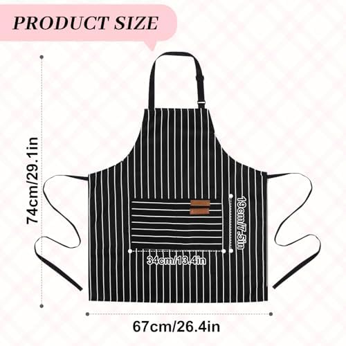 2Pack Adjustable Kitchen Apron for Women Men with 2 Pockets，Cotton-Polyester Blend Bib Aprons for Cooking,Baking - Image 3