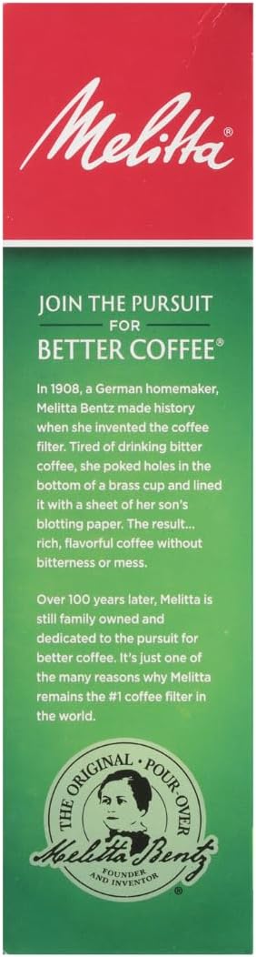 Melitta #4 Cone Coffee Filters, Natural Brown, 100 Count (Pack Of 6), 600 Total Filters - Fits all 8-12 Cup Cone Coffee Makers and Pour-Overs, Compostable, Tear-Resistant