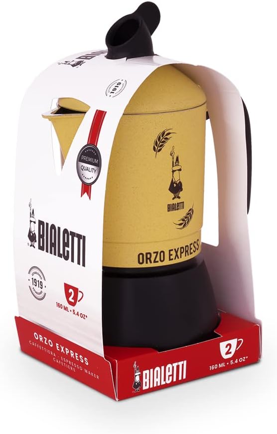 Bialetti Moka Orzo Express, Barley Italian Coffee Maker, Aluminium, 2 Cups, Silver